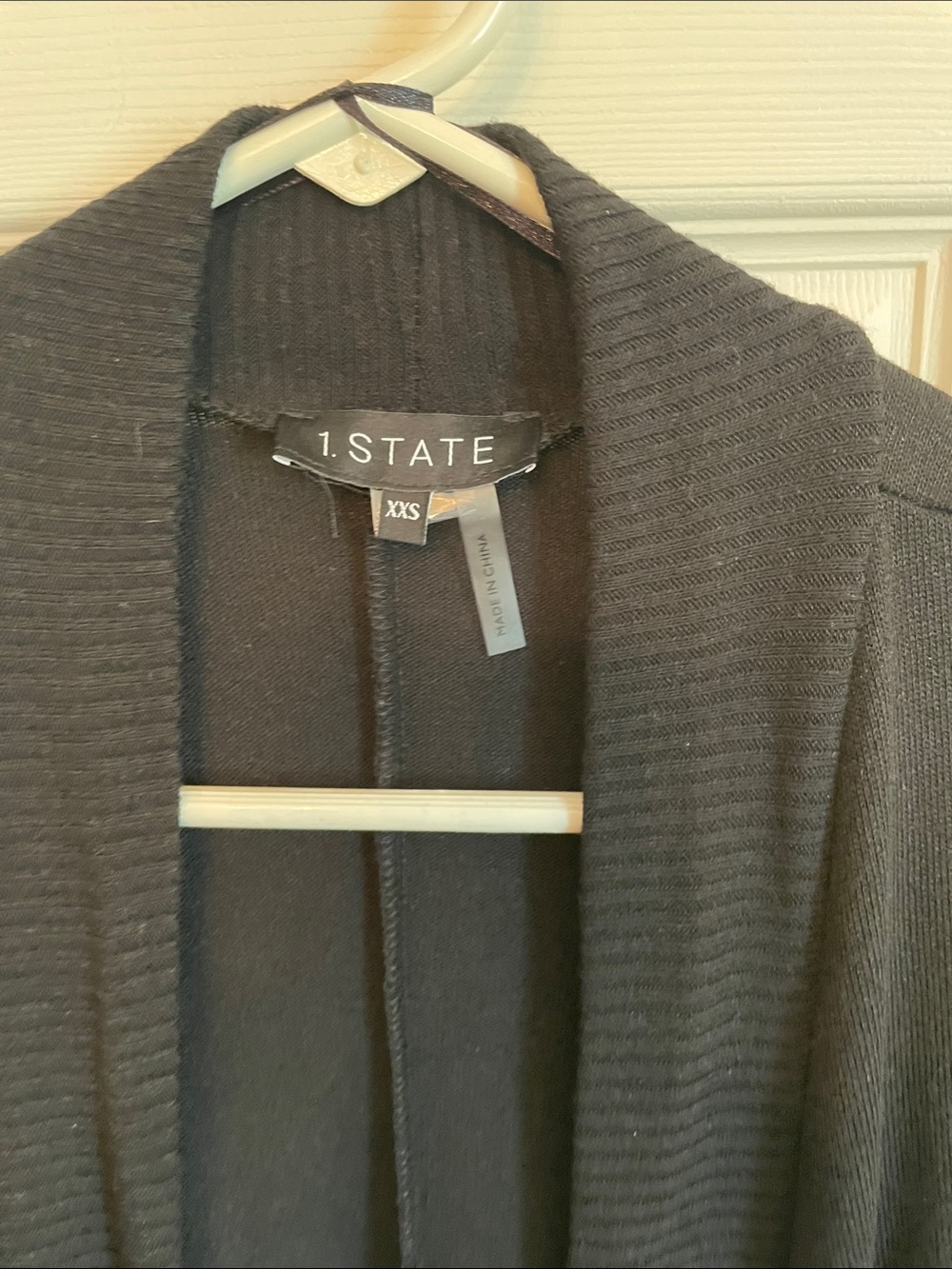 1. State Black Open-Front Drape Cardigan